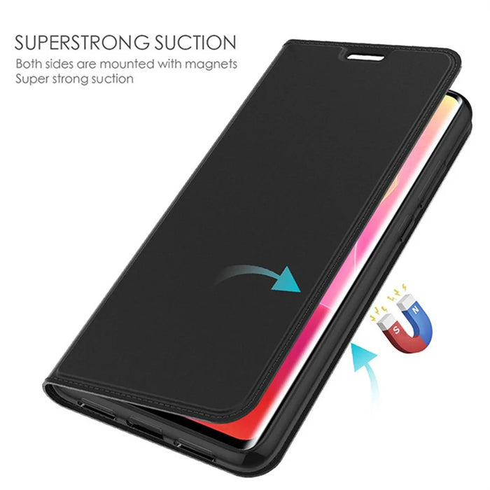 For iPhone 17 Pro Max Case PU Leather Phone Cover with Card Holder Stand - Black - 3