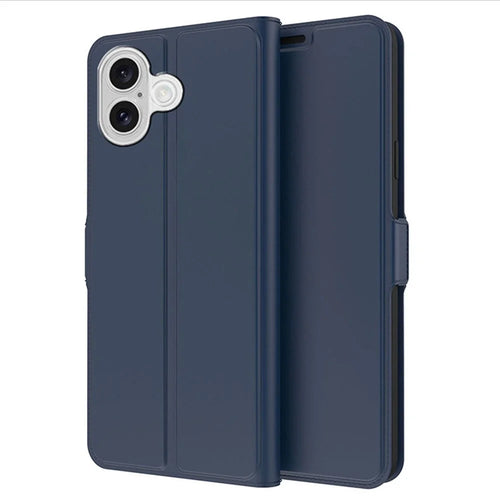 For iPhone 17 Case Shockproof TPU Inner Shell Leather Phone Cover Card Slot - Blue - 1