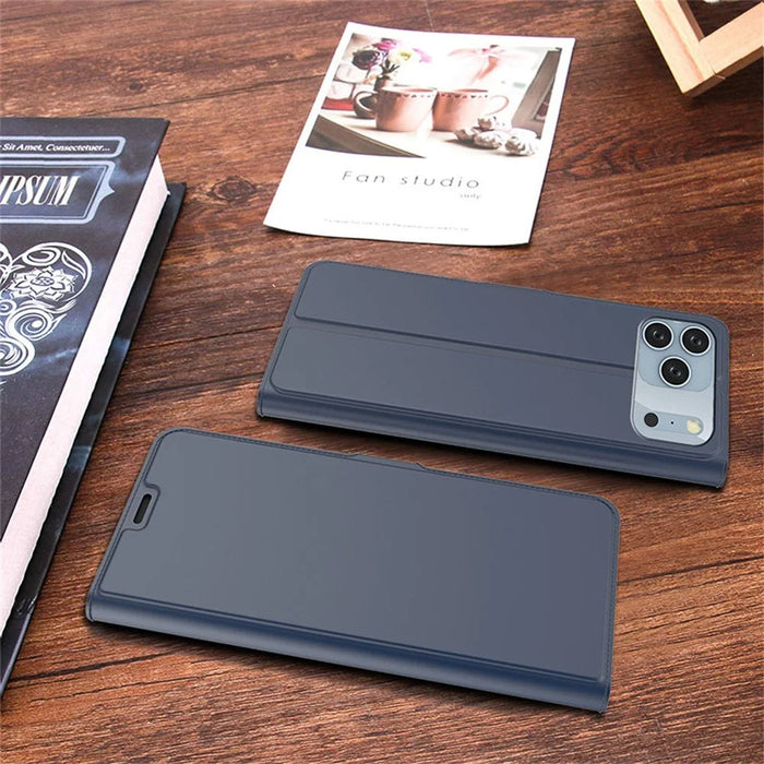 For iPhone 17 Pro Case Shockproof TPU Inner Shell Leather Phone Cover Card Slot - Blue - 7