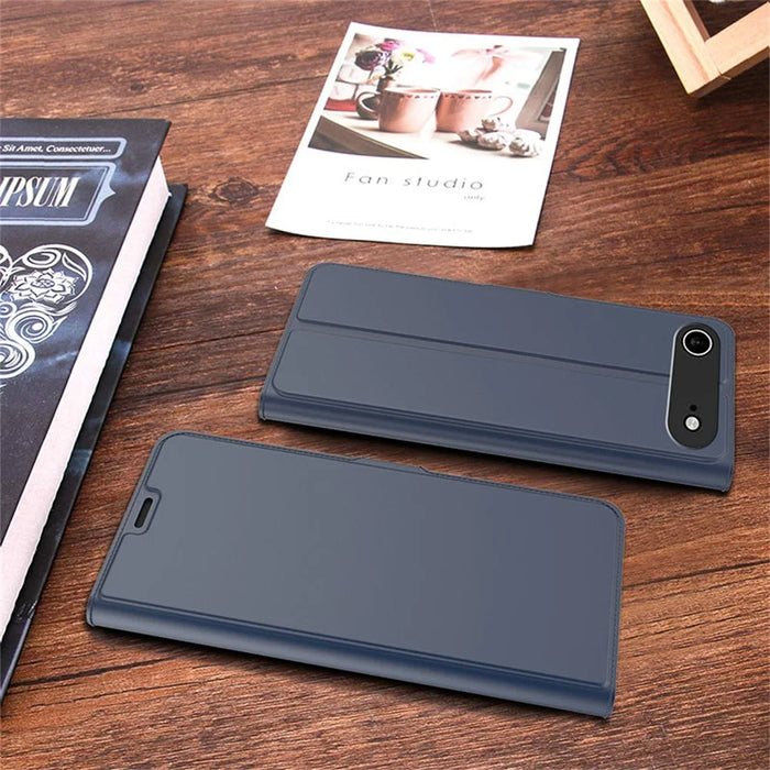 For iPhone Air Case Shockproof TPU Inner Shell Leather Phone Cover Card Slot - Blue - 7