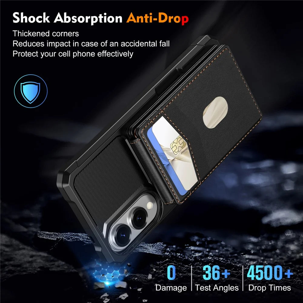 For Samsung Galaxy S25 Edge Magnetic Case Detachable Card Slot Kickstand Leather + TPU Phone Cover - Black - 7