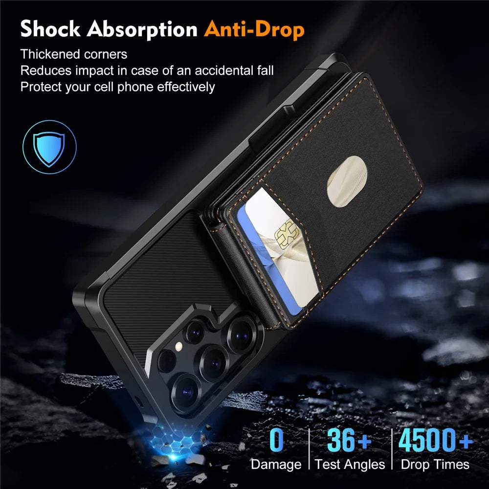 For Samsung Galaxy S25 Ultra Magnetic Case Detachable Card Slot Kickstand Leather + TPU Phone Cover - Black - 7