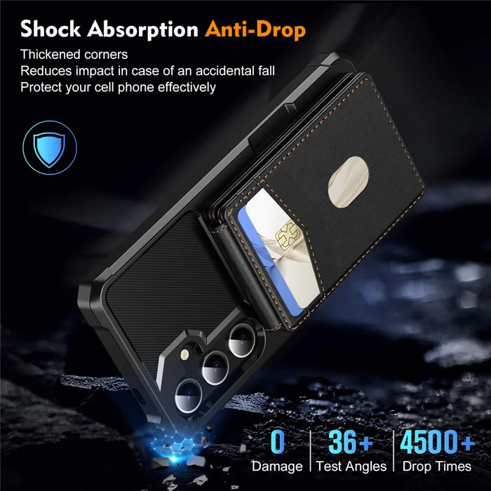 For Samsung Galaxy S23 FE Magnetic Case Detachable Card Slot Kickstand Leather + TPU Phone Cover - Black - 7