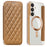 For Samsung Galaxy S25 FE Magnetic Case Rhombus PU Leather Phone Cover - Brown - 1