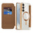 For Samsung Galaxy S25 FE Magnetic Case Rhombus PU Leather Phone Cover - Brown - 2
