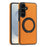For Samsung Galaxy S25 FE Case with Ring Kickstand Magnetic Case PU Leather Back Cover - Orange - 2