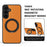 For Samsung Galaxy S25 FE Case with Ring Kickstand Magnetic Case PU Leather Back Cover - Orange - 3