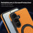 For Samsung Galaxy S25 FE Case with Ring Kickstand Magnetic Case PU Leather Back Cover - Orange - 6