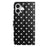 For iPhone 16 Plus Leather Case Polka Dot Pattern Wallet Stand Folio Phone Cover - Black - 2