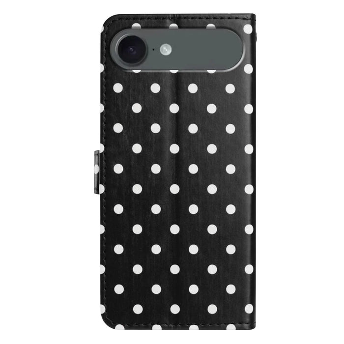 For iPhone Air Leather Case Polka Dot Pattern Wallet Stand Folio Phone Cover - Black - 2