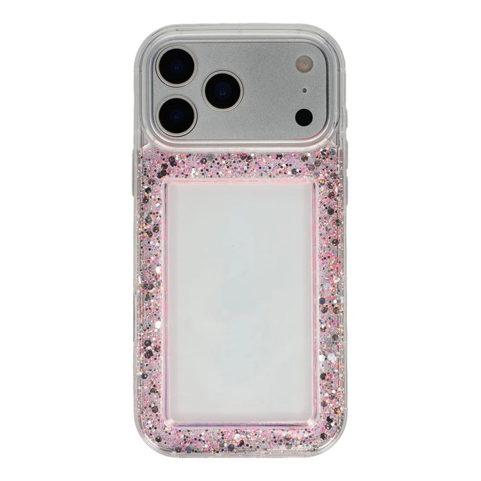 For iPhone 17 Pro Max Case Glitter Epoxy Soft TPU Clear Back Cover - Pink - 3