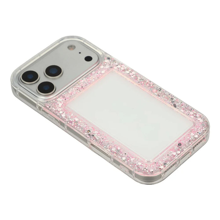 For iPhone 17 Pro Max Case Glitter Epoxy Soft TPU Clear Back Cover - Pink - 4