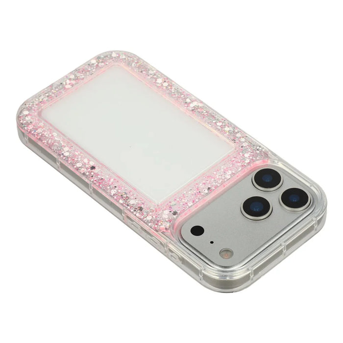 For iPhone 17 Pro Max Case Glitter Epoxy Soft TPU Clear Back Cover - Pink - 5