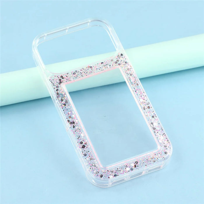 For iPhone 17 Pro Max Case Glitter Epoxy Soft TPU Clear Back Cover - Pink - 6