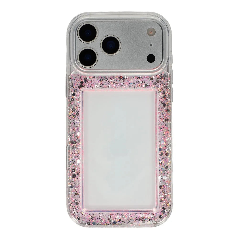 For iPhone 17 Pro Case Glitter Epoxy Soft TPU Clear Back Cover - Pink - 3