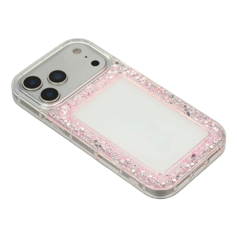 For iPhone 17 Pro Case Glitter Epoxy Soft TPU Clear Back Cover - Pink - 4