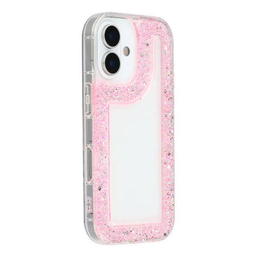 For iPhone 17 Case Glitter Epoxy Soft TPU Clear Back Cover - Pink - 1