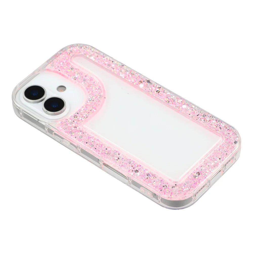 For iPhone 17 Case Glitter Epoxy Soft TPU Clear Back Cover - Pink - 4