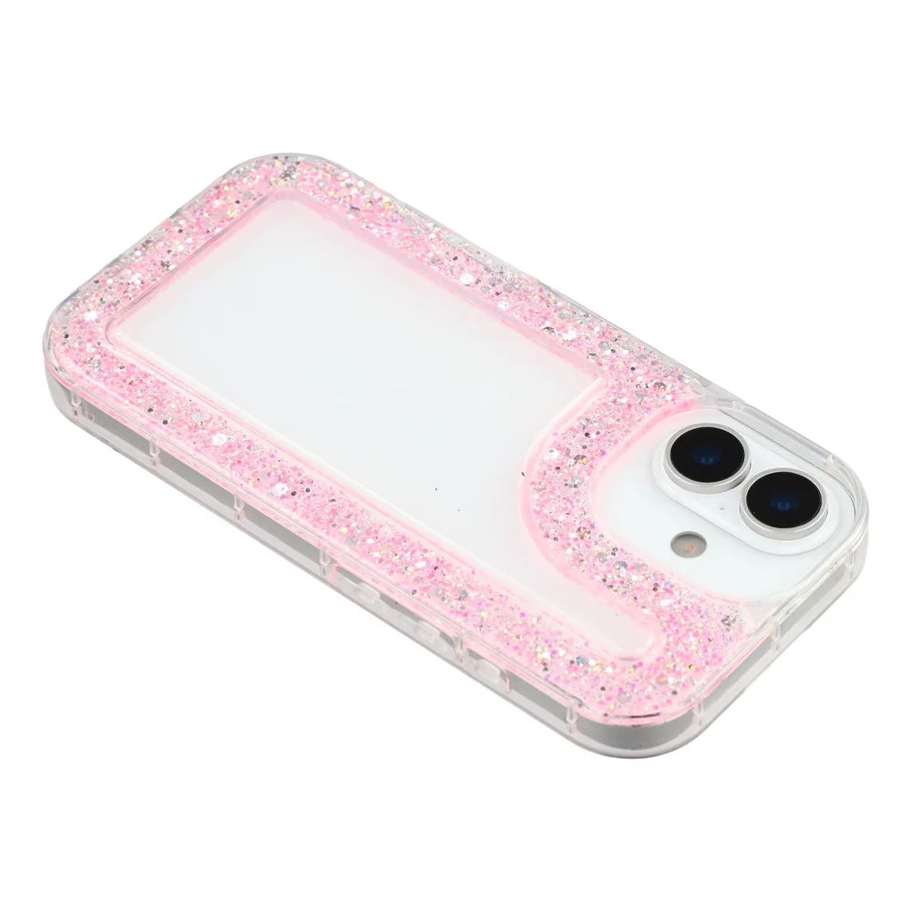 For iPhone 17 Case Glitter Epoxy Soft TPU Clear Back Cover - Pink - 5