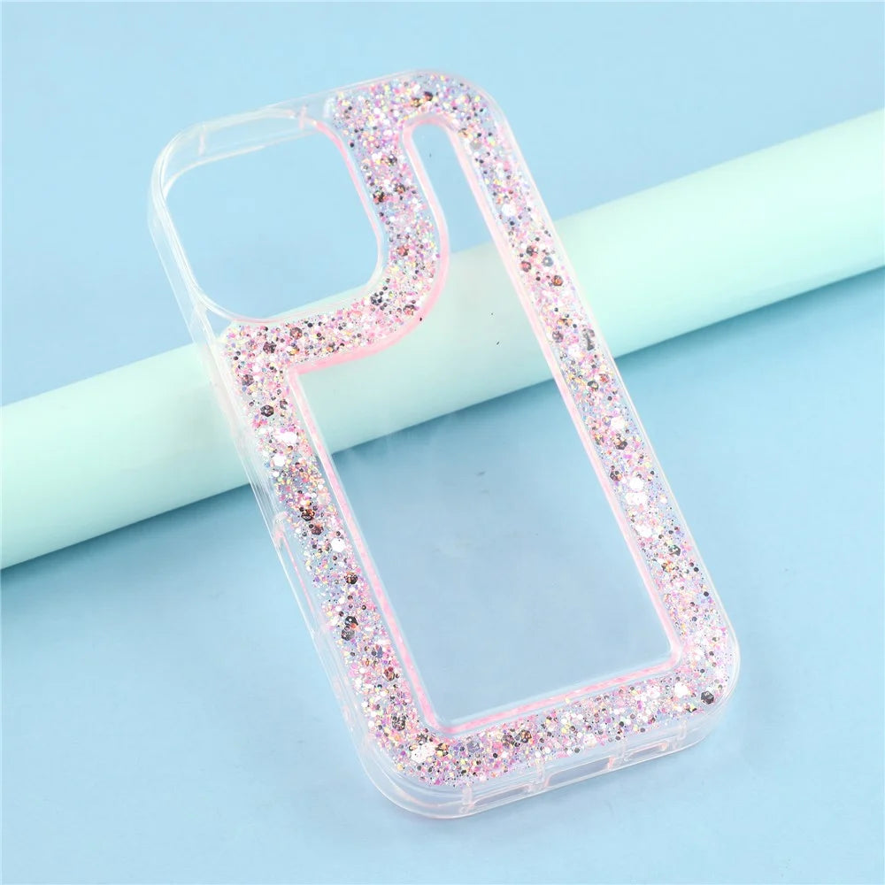 For iPhone 17 Case Glitter Epoxy Soft TPU Clear Back Cover - Pink - 6