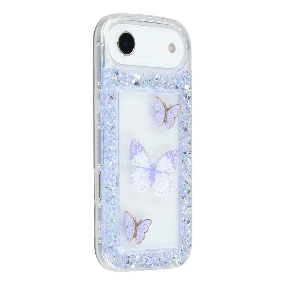 For iPhone Air Case DIY Butterfly Glitter Epoxy Soft TPU Phone Back Cover - Purple - 1