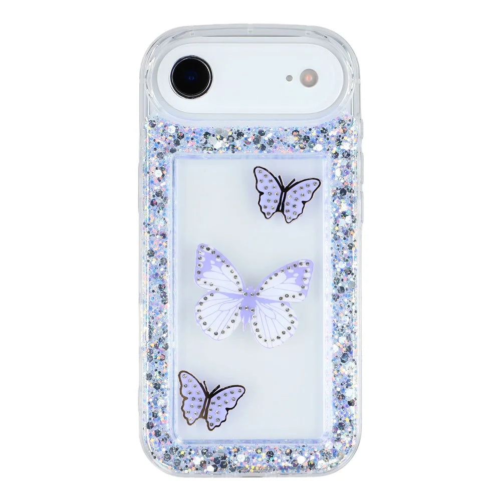 For iPhone Air Case DIY Butterfly Glitter Epoxy Soft TPU Phone Back Cover - Purple - 3