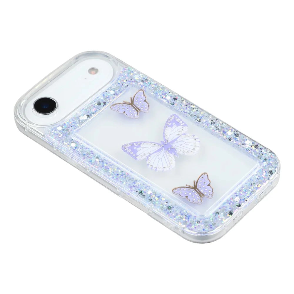 For iPhone Air Case DIY Butterfly Glitter Epoxy Soft TPU Phone Back Cover - Purple - 4