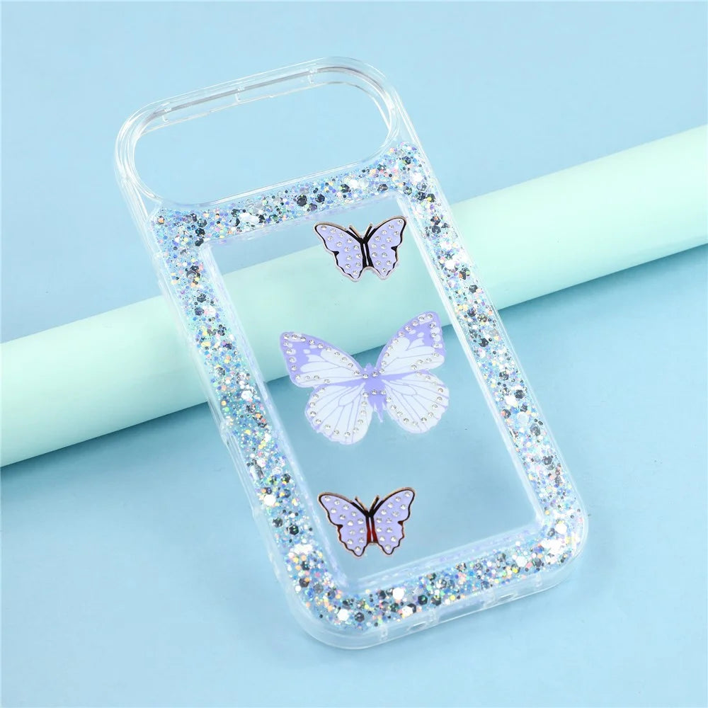 For iPhone Air Case DIY Butterfly Glitter Epoxy Soft TPU Phone Back Cover - Purple - 6