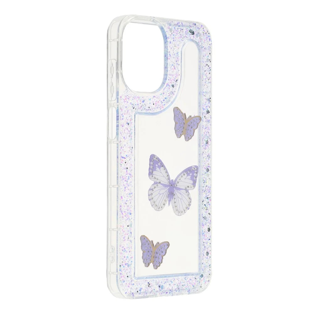 For Samsung Galaxy A06 4G Case DIY Butterfly Glitter Epoxy Soft TPU Phone Back Cover - Purple - 2