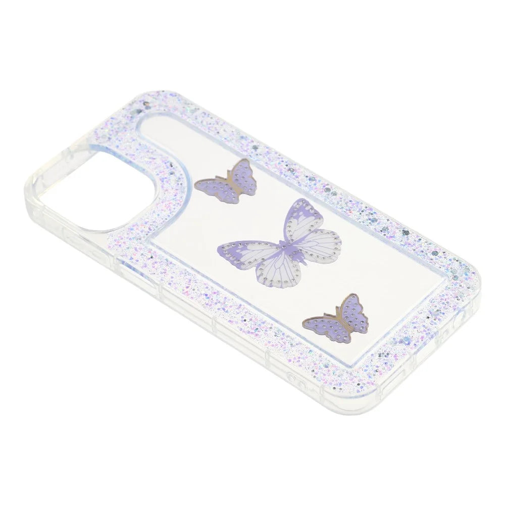 For Samsung Galaxy A06 4G Case DIY Butterfly Glitter Epoxy Soft TPU Phone Back Cover - Purple - 3