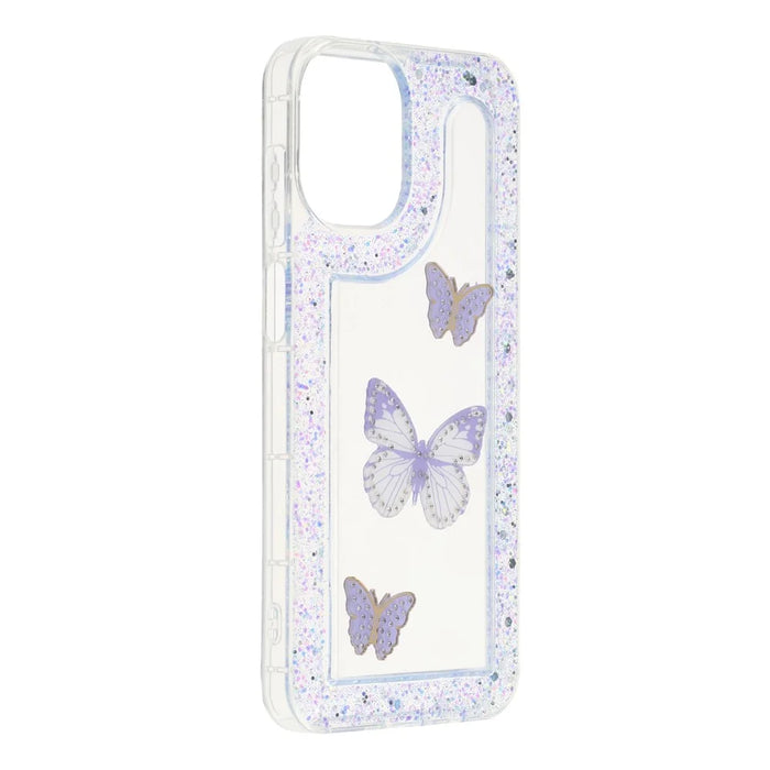 For Samsung Galaxy A05 4G Case DIY Butterfly Glitter Epoxy Soft TPU Phone Back Cover - Purple - 2