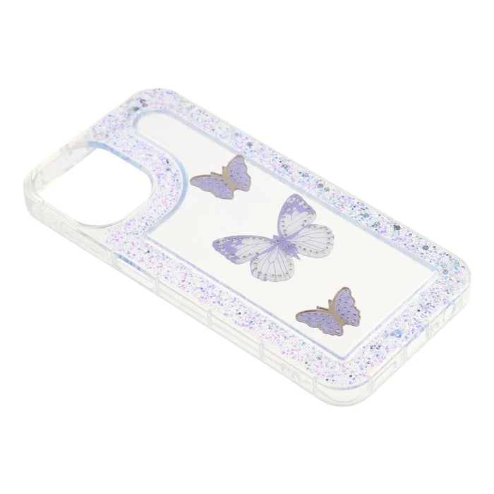 For Samsung Galaxy A05 4G Case DIY Butterfly Glitter Epoxy Soft TPU Phone Back Cover - Purple - 3