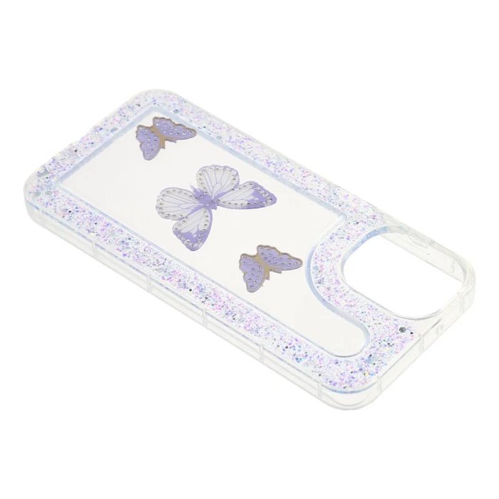 For Samsung Galaxy A05 4G Case DIY Butterfly Glitter Epoxy Soft TPU Phone Back Cover - Purple - 4