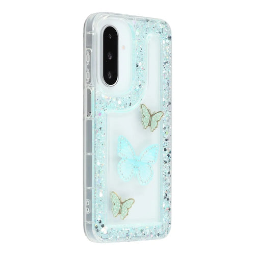 For Samsung Galaxy A36 5G / A56 5G Case DIY Butterfly Glitter Epoxy Soft TPU Phone Back Cover - Green - 1