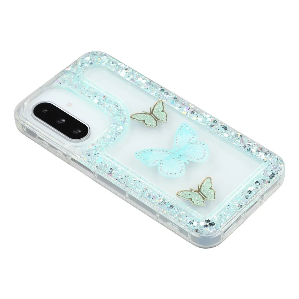 For Samsung Galaxy A36 5G / A56 5G Case DIY Butterfly Glitter Epoxy Soft TPU Phone Back Cover - Green - 4
