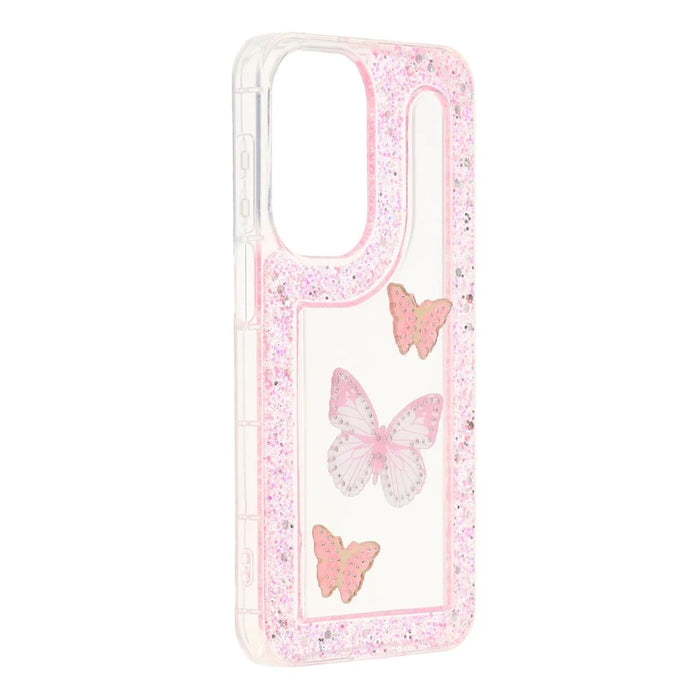For Samsung Galaxy A15 5G Case DIY Butterfly Glitter Epoxy Soft TPU Phone Back Cover - Pink - 3