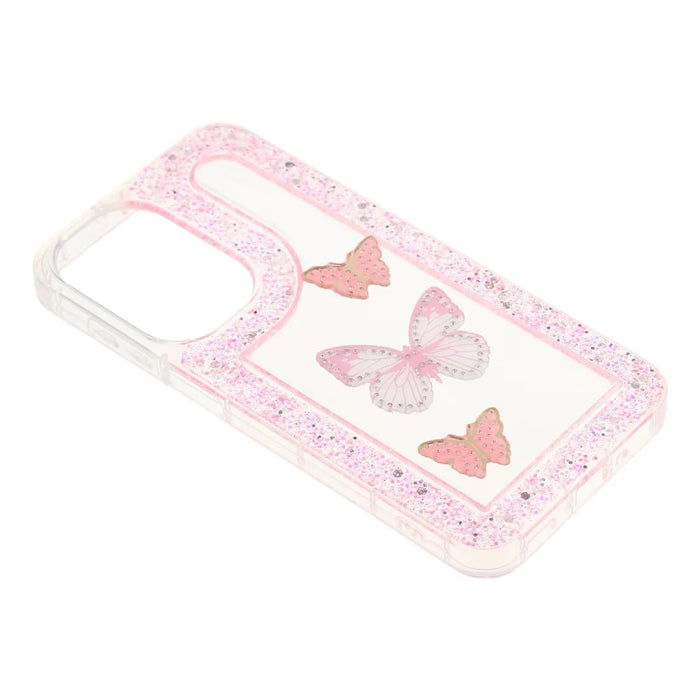 For Samsung Galaxy A15 5G Case DIY Butterfly Glitter Epoxy Soft TPU Phone Back Cover - Pink - 4