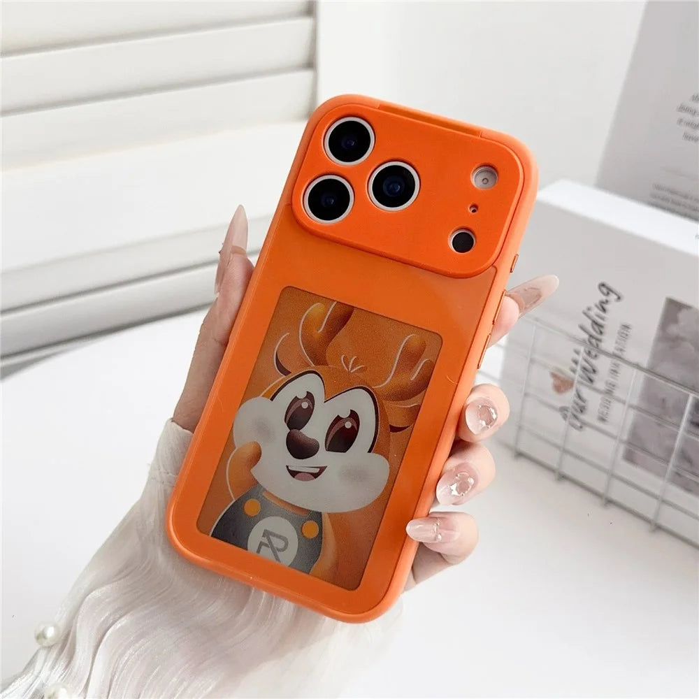 For iPhone 17 Pro Smart E-Ink Phone Case 4 Color HD 4 inch Display NFC DIY Customized Screen - Orange - 2