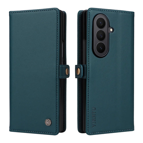 YIKATU For Samsung Galaxy Z Fold7 5G Phone Cases  Magnetic Closure PU Leather Mobile Cover - Green - 1