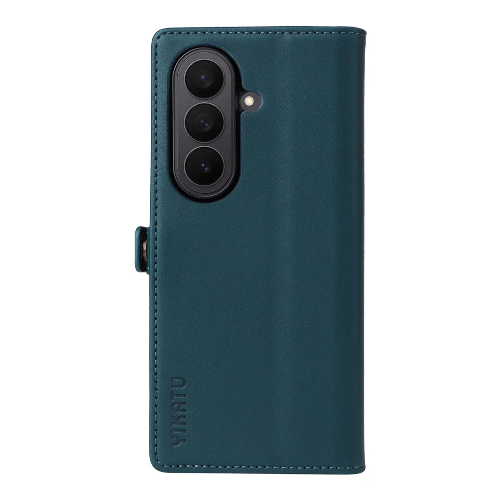 YIKATU For Samsung Galaxy Z Fold7 5G Phone Cases  Magnetic Closure PU Leather Mobile Cover - Green - 3