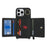 For iPhone 16 Pro Max Case Card Bag Ring Holder Litchi Texture Leather + TPU Phone Cover with Long Strap - Black - 2