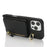 For iPhone 16 Pro Max Case Card Bag Ring Holder Litchi Texture Leather + TPU Phone Cover with Long Strap - Black - 3