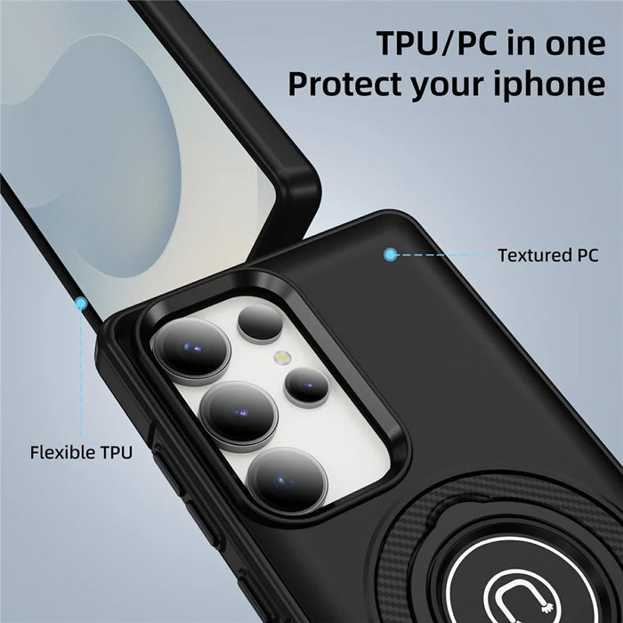 For Samsung Galaxy S25 Ultra Case Kickstand PC + TPU Phone Back Cover Car Mount Compatible - Black - 3