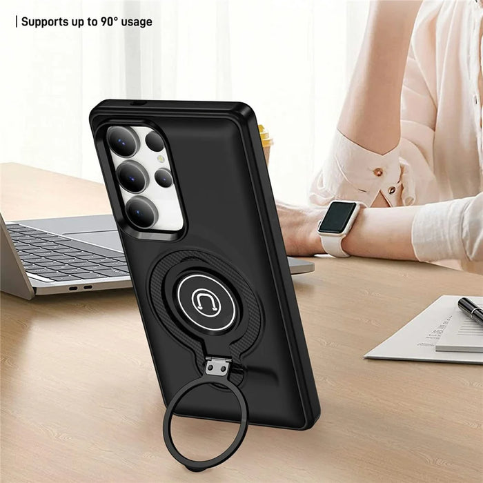 For Samsung Galaxy S25 Ultra Case Kickstand PC + TPU Phone Back Cover Car Mount Compatible - Black - 5