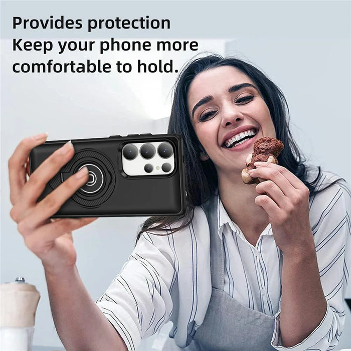For Samsung Galaxy S25 Ultra Case Kickstand PC + TPU Phone Back Cover Car Mount Compatible - Black - 7