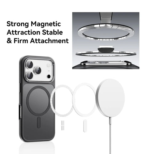 ROCK For iPhone 17 Pro Max Magnetic Case Compatible with MagSafe Skin-Touch PC + TPU Phone Cover - Black - 2