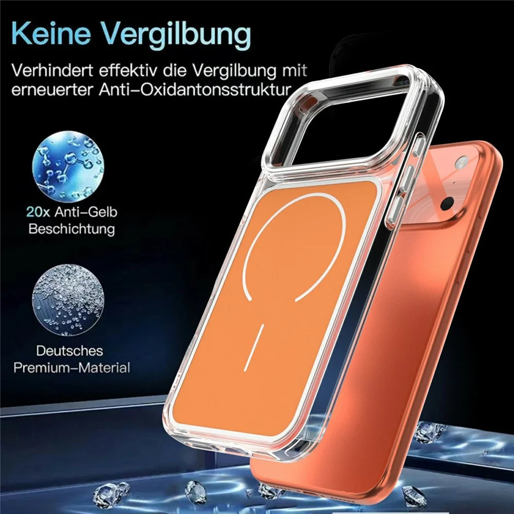 For iPhone 17 Pro Max Case Compatible with MagSafe Electroplated Acrylic TPU Phone Back Cover - Orange - 3