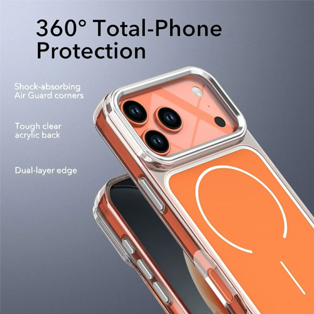 For iPhone 17 Pro Max Case Compatible with MagSafe Electroplated Acrylic TPU Phone Back Cover - Orange - 5