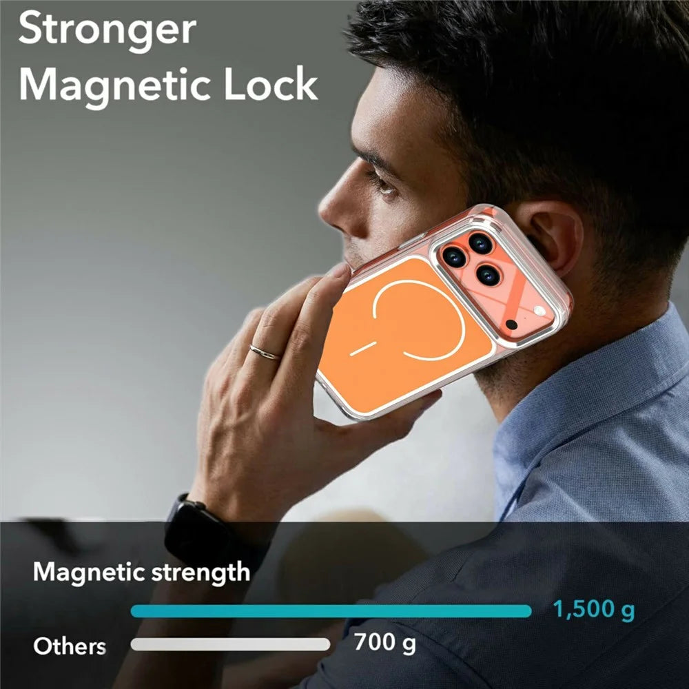 For iPhone 17 Pro Max Case Compatible with MagSafe Electroplated Acrylic TPU Phone Back Cover - Orange - 6