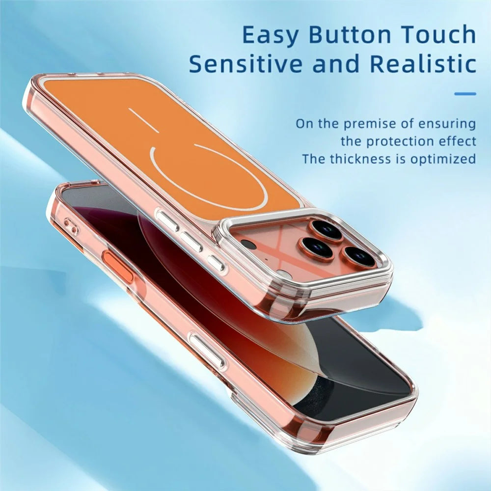 For iPhone 17 Pro Max Case Compatible with MagSafe Electroplated Acrylic TPU Phone Back Cover - Orange - 7